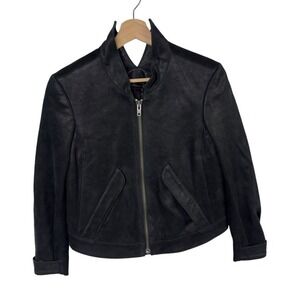 Theyskens' theory Jacket Women's Black Leather Coat Blazer Zip Up Grunge‎ Sz P